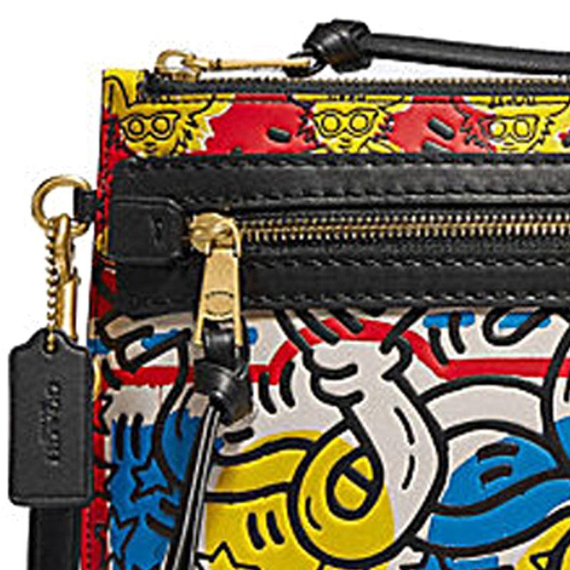 Coach X Disney X Keith Haring Коллаборация Academy 30 Граффити Принт Кожаный Клатч Большой Женский Клатч Черный 5217-L38