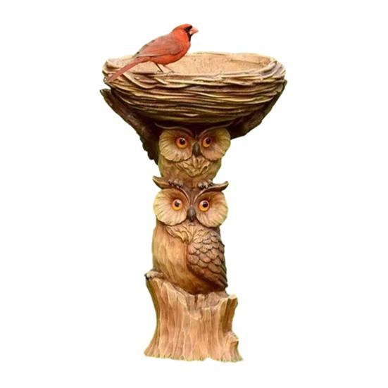 Садовая чаша-поилка для птиц, уличная статуэтка енота/подсолнуха/кошки/совы, смола, пень, кормушка для птиц, фонтаны для декора заднего двора, патио, газона