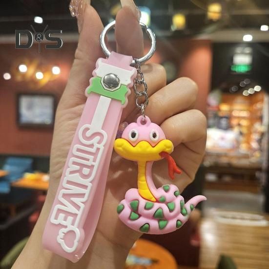 Cool Keychain PVC Snake Charm Decorative Keyring with Lanyard Car Handbag Backpack Phone Luggage Accessories