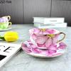 BRВинтажная Керамическая Кружка для Кофе с Цветочным Рисунком Ручной Работы Керамическая Кофейная Чашка с Позолотой Домашняя Посуда для Завтрака Чашка для Чая Молока Подарок ДевушкеEY