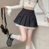 Юбка-плиссе для девочек, серая кружевная мозаика, А-силуэт, короткая юбка, юбка-бантик с высокой талией для девочек из группы Minority Spice Girls, элегантная короткая юбка