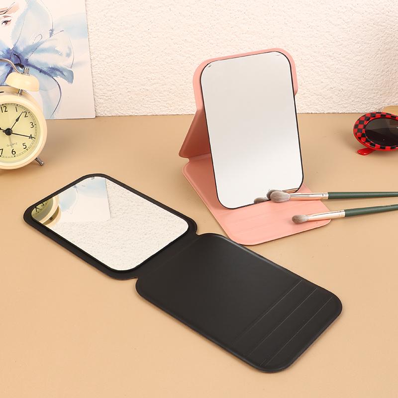 Desktop Makeup Mirror Pu Leather Portable Vanity Mirror Foldable Hand Mirror Compact Mirrors Cute Pocket Mirrors For Travel Tool