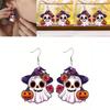 Halloween Themed Ghost Pumpkin Flower Pattern Women Alien Acrylic Earrings For Festive Parties