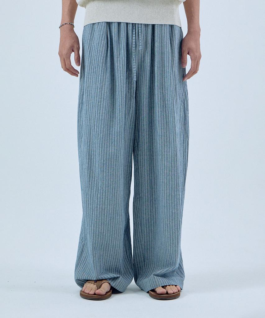 NOISE Cotton Stripe Easy Pants - Blue