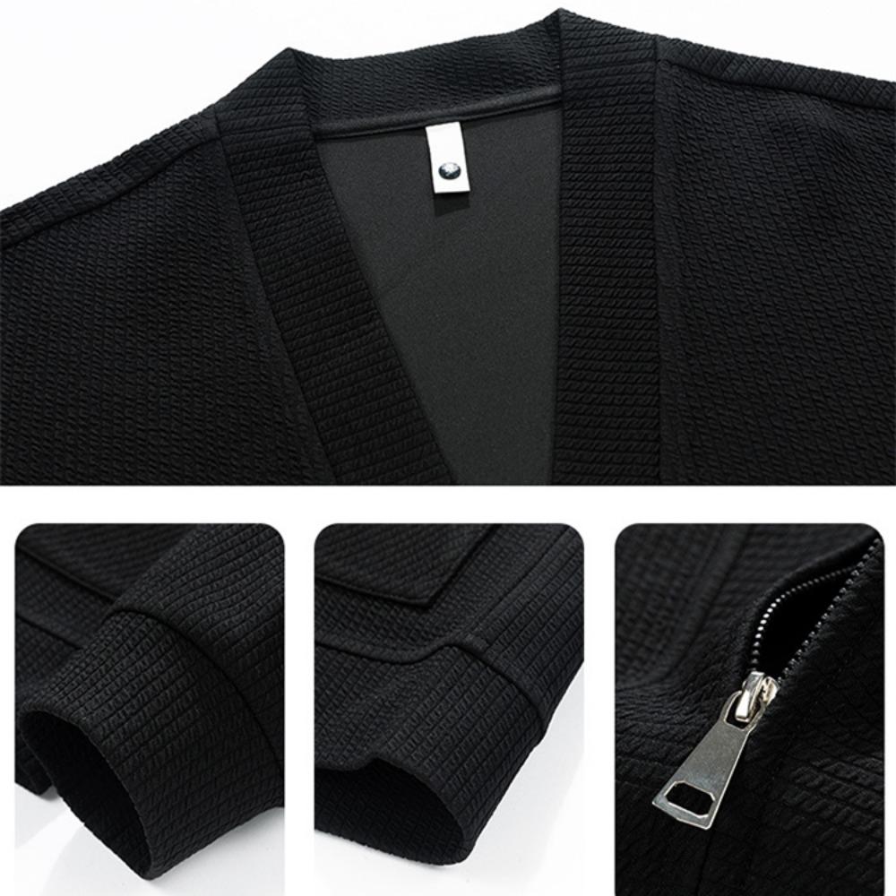 Весна Осень Мужская Куртка Пальто Карманы Кардиган Свитер Плюс Размер 6XL 7XL 8XL Оверсайз Черный Молния Свободный Мужской Деловой Простой Тонкий