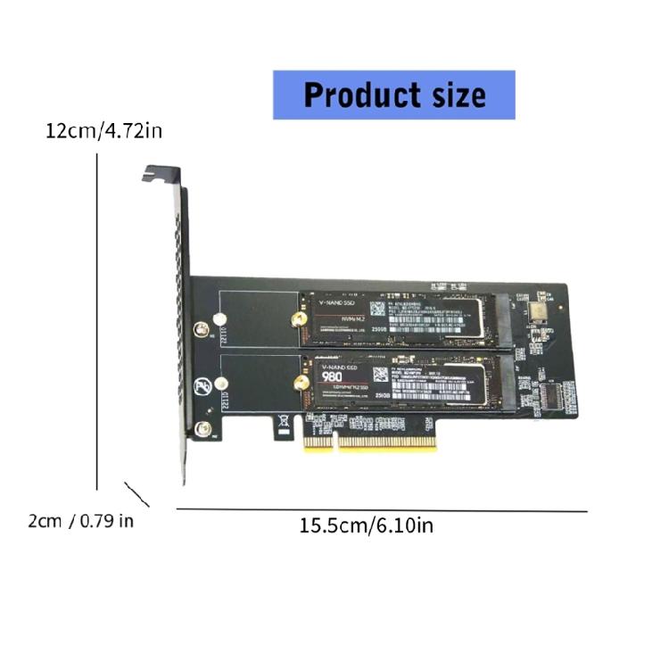 Two M.2 NVME to PCIExpress X8 RAIDs Controller Expansion Solution for Prolonged Computer System Usage