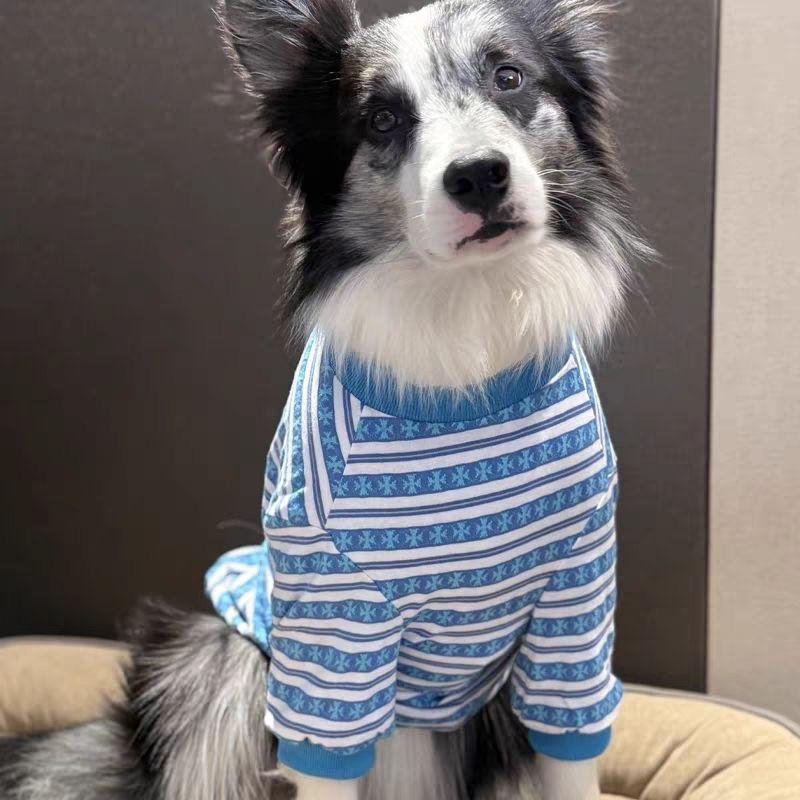 Large dog Medium and large dog Anti-hair loss side herding clothes Summer stripes Thin clothes Labrador Samoyed clothes