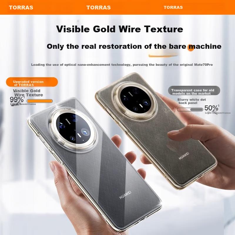 TORRAS Ultra-Thin TransparentPhone Case for Huawei Mate70 Pro, 70Pro+ Edition Fully Transparent Ultra-Thin Anti-Fingerprint Shockproof Case, Clear