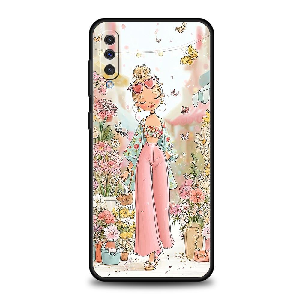 Мультяшный чехол для телефона с девочкой для Samsung Galaxy A56 A36 A26 A16 A34 A24 A42 A22 A20 A12 A40 A30 A10 5G Мягкий ТПУ чехол-оболочка Funda Сумка