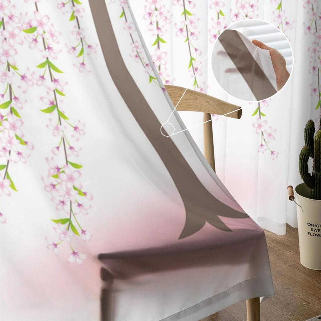 Ветка сливового дерева коричневые розовые современные тюлевые шторы для гостиной, спальни, дома, кухни, прозрачные шторы