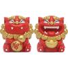 RemeeHi Shisa Входная пара Молодой лев Статуэтка Шиса Песок Удача Удача Фэн-шуй Амулет Счастливый чай Питомец Два льва (красный), Б-019