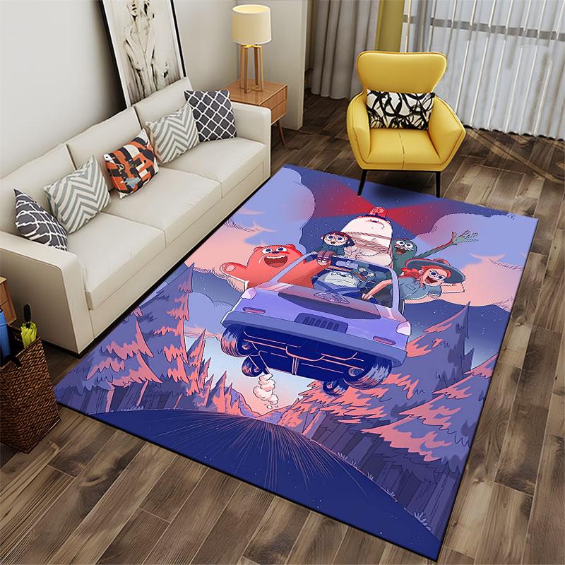 Cartoon Adventure Car Scene suitable as a non-slip mat for the living room or bedroom sofa