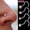 4 Pcs/set Diamond Nose Studs Stainless Steel Rhinestones Nose Piercing Rings for Women ARI
