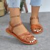Summer New Women's Flat Bottom Roman Strap Sandals with Non Slip Rubber Soles Fashion Women's Shoes