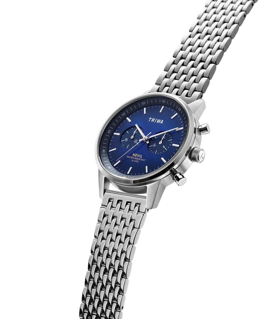 Часы TRIWA NEVIL Chronograph Blue Dial Silver Links Belt Bracelet Regular Import Sweden Scandinavia Design Mens NEST130-BR021212