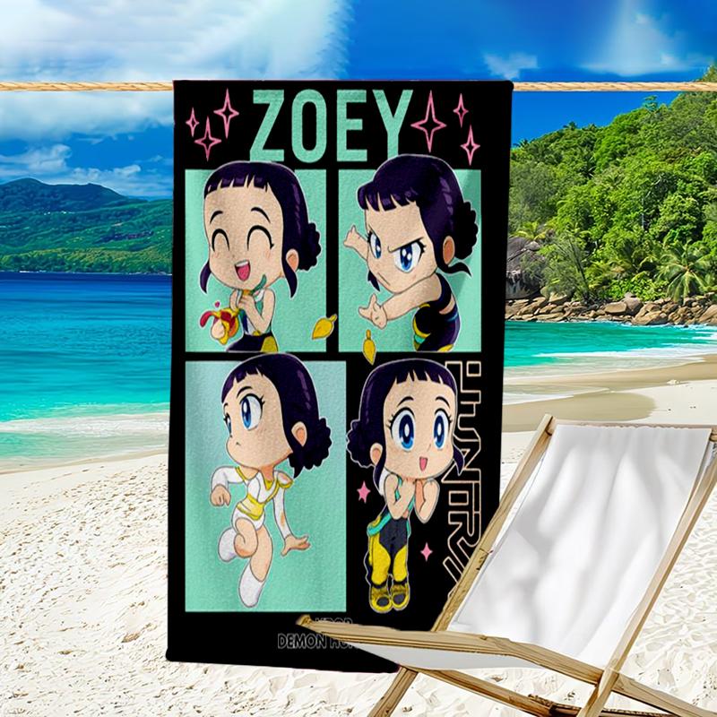 Ultra-Soft Beach Towel with KPop Demon Hunters Theme,Ideal for Pool - Camping, Diving - Perfect Travel Essential, Vibrant Beach Towel.