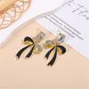 Корейские популярные серьги-кисточки с черным бантом, нежные модные высококачественные серьги с кристаллами, серьги с темпераментом
