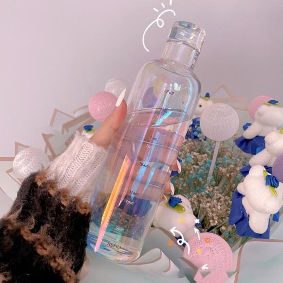 Бутылка для воды 500 мл, герметичная шкала времени, прозрачная бутылка для чайной посуды из боросиликатного стекла, офисная