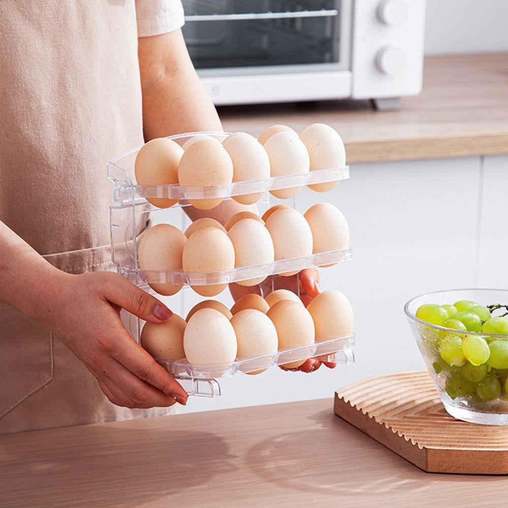 Пластиковые переворачивающиеся контейнеры для яиц, 24-секционный ящик для хранения яиц, 3-слойный складной держатель для яиц, кухня