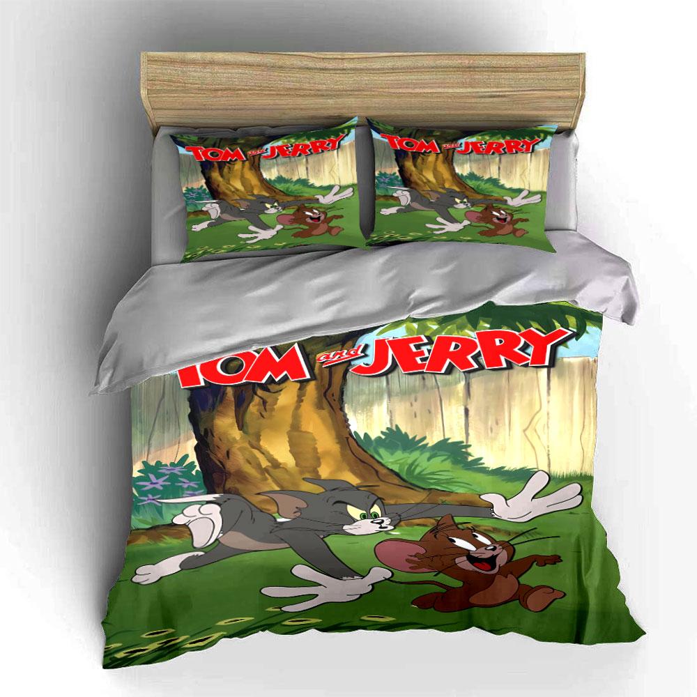 Tom and Jerry illustration. Bedding sets Duvet cover sets Duvet covers Pillowcases(1 * Duvet Cover 2 * Pillowcases, without duvet insert)