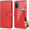 Protective Case - PROSHOP - for Samsung S20 - Red - Leather Effect - Set of 2 Tempered Glass