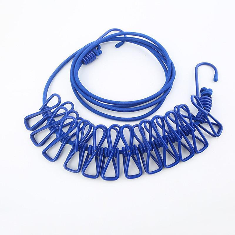 Вешалка для одежды Сушилка для одежды Веревка с эластичными зажимами Выдвижная ветрозащитная портативная дорожная вешалка для снаряжения Ремешок для хранения