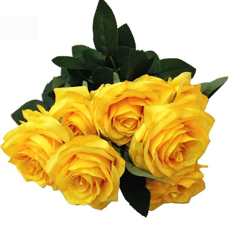 Luxurious 10 Heads Silk Rose Artificial Flowers For Sophisticated Home And Wedding Decor