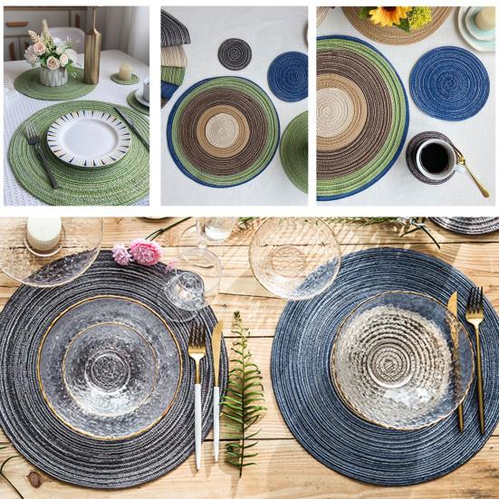 Круглый коврик для столовых приборов, современный однотонный Нескользящий стол, теплоизоляция, обеденный термостойкий защитный декоративный коврик