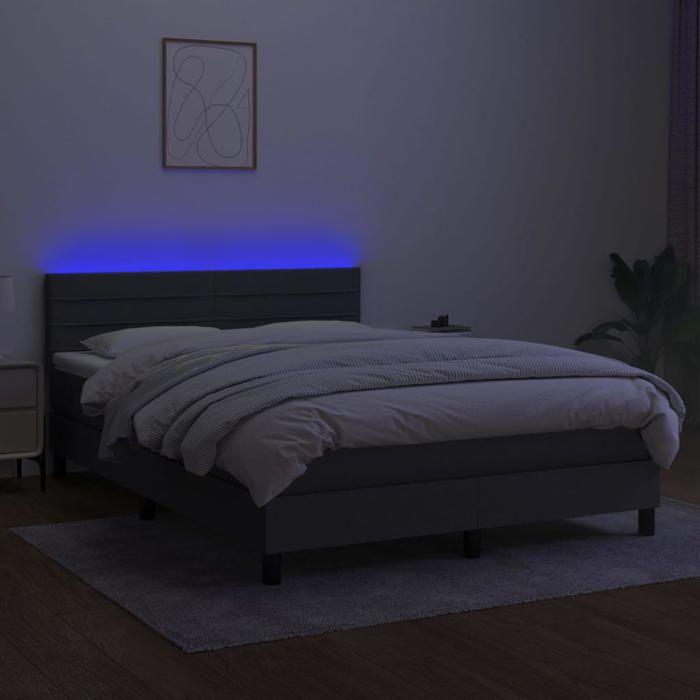 Maison Exclusive - Sommier à lattes de lit et matelas et LED Gris foncé 140x200 cm