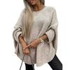 Women Sweater O-Neck 3/4 Sleeve Cloak Style Pullover Tops Solid Color Loose Fit Elastic Breathable Knitting Tops