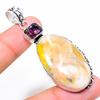 Bumble Bee Jasper, Amethyst Gemstone 925 Sterling Silver Pendant 2.44"