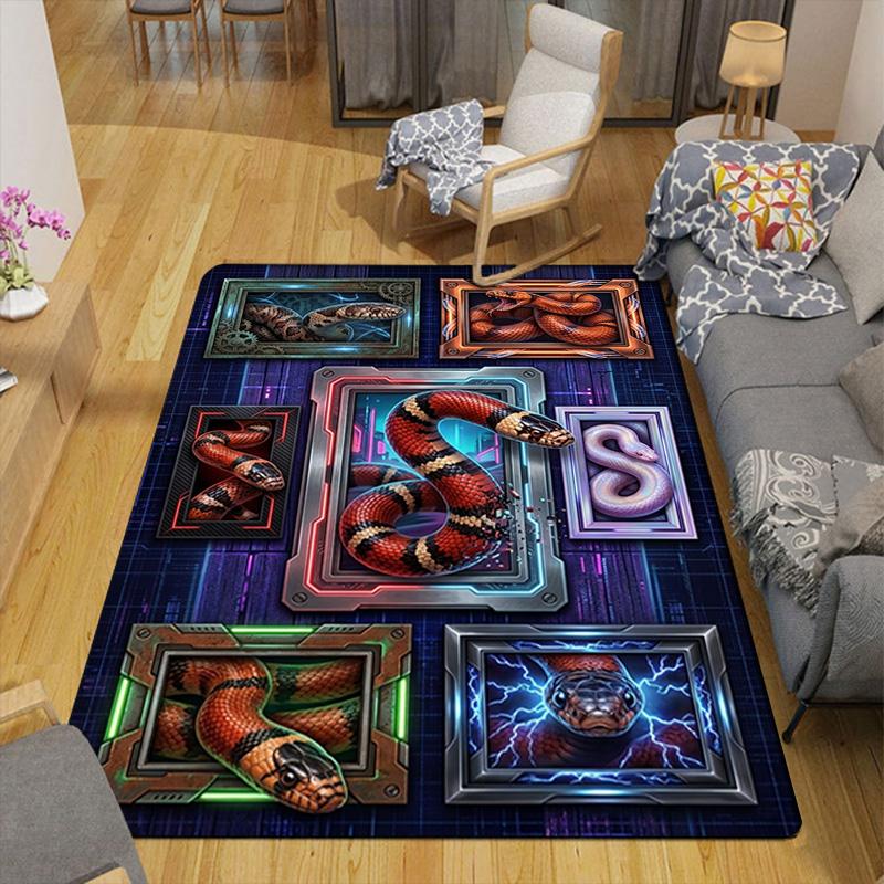 Snake Art Frames Pattern Rug Floor Mat for Living Room or Bedroom Soft and Comfortable Carpet a Gift for Birthday and Holiday.