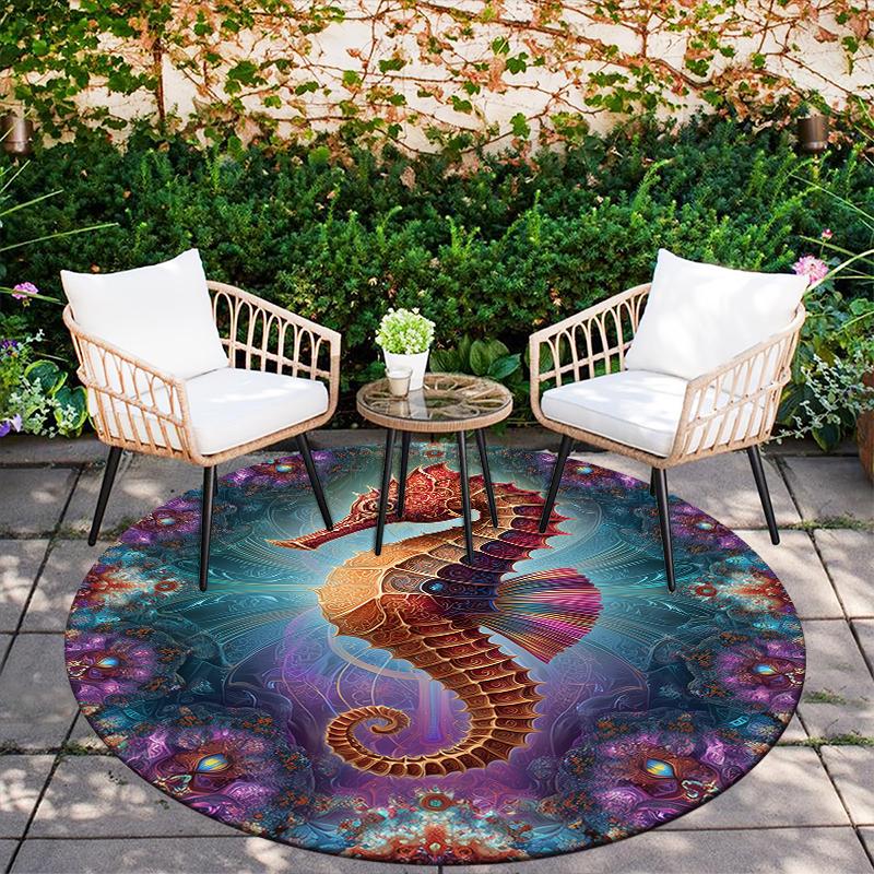 Marine World pattern round rug,Carpet Rug for Living Room Bedroom Sofa Playroom Decor,Non-slip Floor Mat,Holiday Gifts and Birthday Gifts.