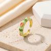 Colorful Enamel Open Ring Thin Adjustable Opening Rings Bohemian Flower Finger Ring  Wedding