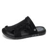 Men Leather Water Beach Sandals Summer Outdoor Casual Closed Toe Sports Sandals Non Slip Soft Hiking Wading Sneakers Comfortable