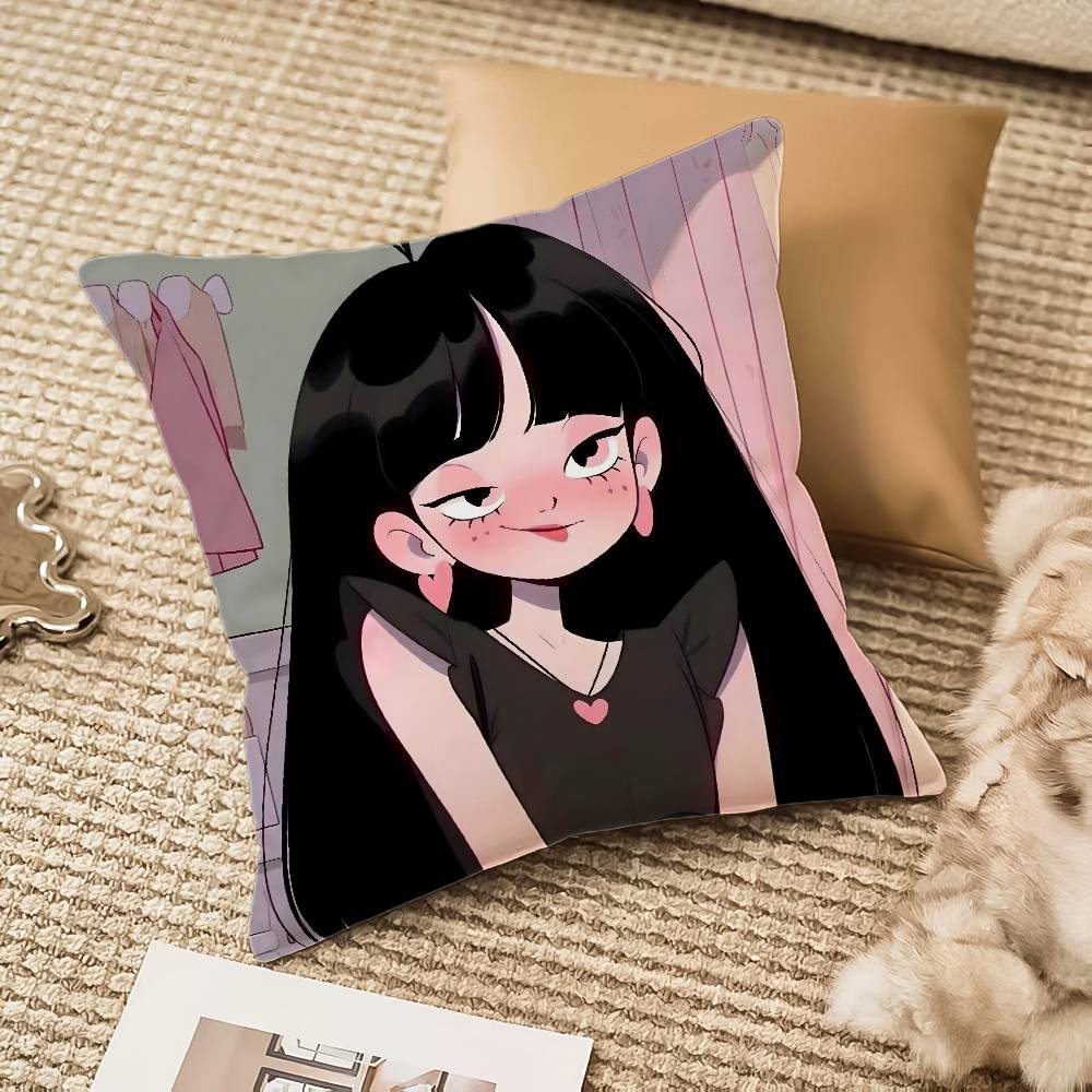Anime Girl Pattern Pillow Case Anti-Dustmite Invisible Zipper Sofa Bed