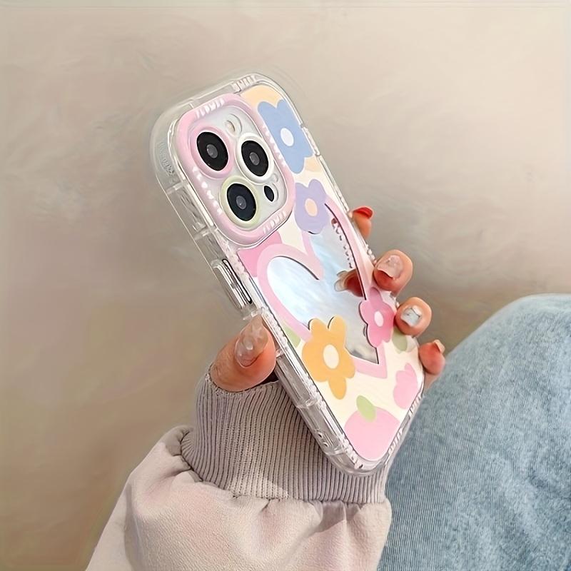 Корейские цвета Милый Цветочный Зеркальный Чехол для Телефона Для iPhone 11 13 12 14 15 16 17 Pro Max XS XR 7 8 Plus Красивый Жесткий Ударопрочный Чехол