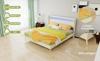 Minimalist Upholstered Bed with Soft LED-backlit Headboard, 160x200 cm, Beige, Low-profile Non-storage Base (No Gas Lift), Mattress Not Included.