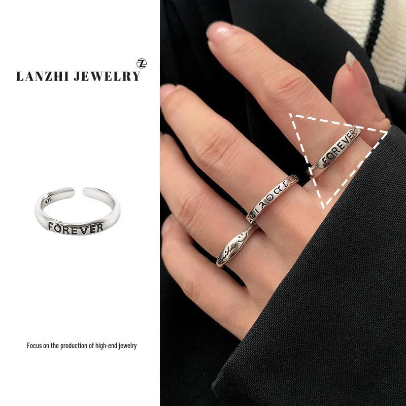 Тайское серебро Женское наборное кольцо - Серебро 925 пробы, Нишевый дизайн, Простые и универсальные украшения