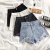 Women Fashion Denim Shorts Summer High Waist Ripped Loose Wide Leg Jean Short Pants