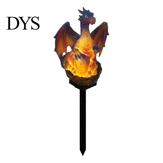 Outdoor Solar Powered Resin Sculptures Dragon Garden Statue Light, Halloween Witch Pathway Warm Figurine Lighting LED Glow, Gothic Medieval