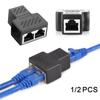 1pc/2pcs 1 To 2 Ways RJ45 Ethernet LAN Network Splitter Double Adapter Ports Coupler Connector Extender Adapter Plug Connector Adapter