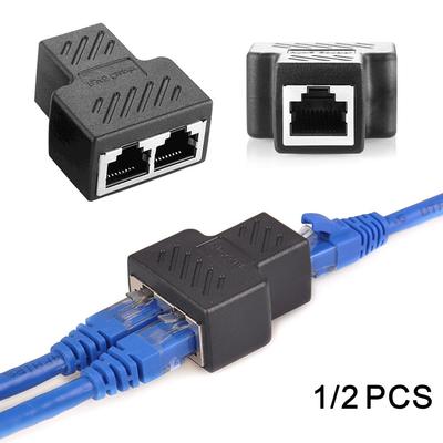 1 шт./2 шт. 1-2-канальный сетевой разветвитель RJ45 Ethernet LAN, двойной адаптер, порты, соединитель, удлинитель, адаптер, разъем, адаптер