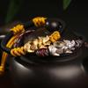 Dragon Knot Gold-Plated Silver Pixiu Bracelet - Handmade Woven Copper, Couple Style, Thai Sand Gold Design for Luck and Fortune.