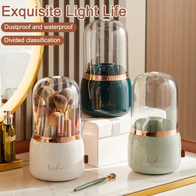 1PC Desktop Storage Box For Rotating Transparent Makeup Brush Storage Box Brush Holder Storage Bucket