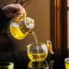 Crystal Glass Teapot Household High-grade Gold Foil Transparent Teapot Office Kung Fu Tea Set Living Room Table Decoration