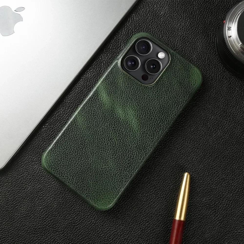 Прочный Чехол из Натуральной Кожи Для iphone15Pro Max 14 Pro 13 12mini 11 Чехол для Мобильного Телефона Ударопрочный Задняя Защита Coque etui