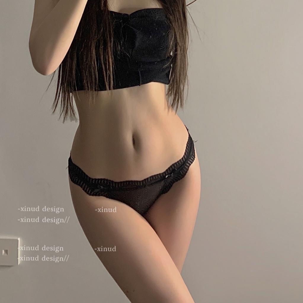 Чисто Соблазнительные Кружевные Трусики С Низкой Посадкой с Бантиками Сексуальные Треугольные Женские Трусики