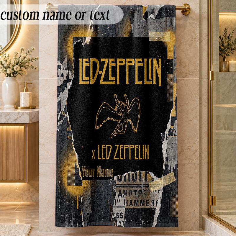 Beach TowelLed Zeppelin Custom Name Text Personalized Soft Towel for Beach Pool Indoor Home Decor Gift