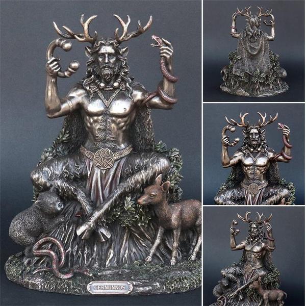 Cernunnos Celtics Рогатый Бог животных Статуя из смолы Статуя подземного мира для украшения дома и сада, украшение комнаты